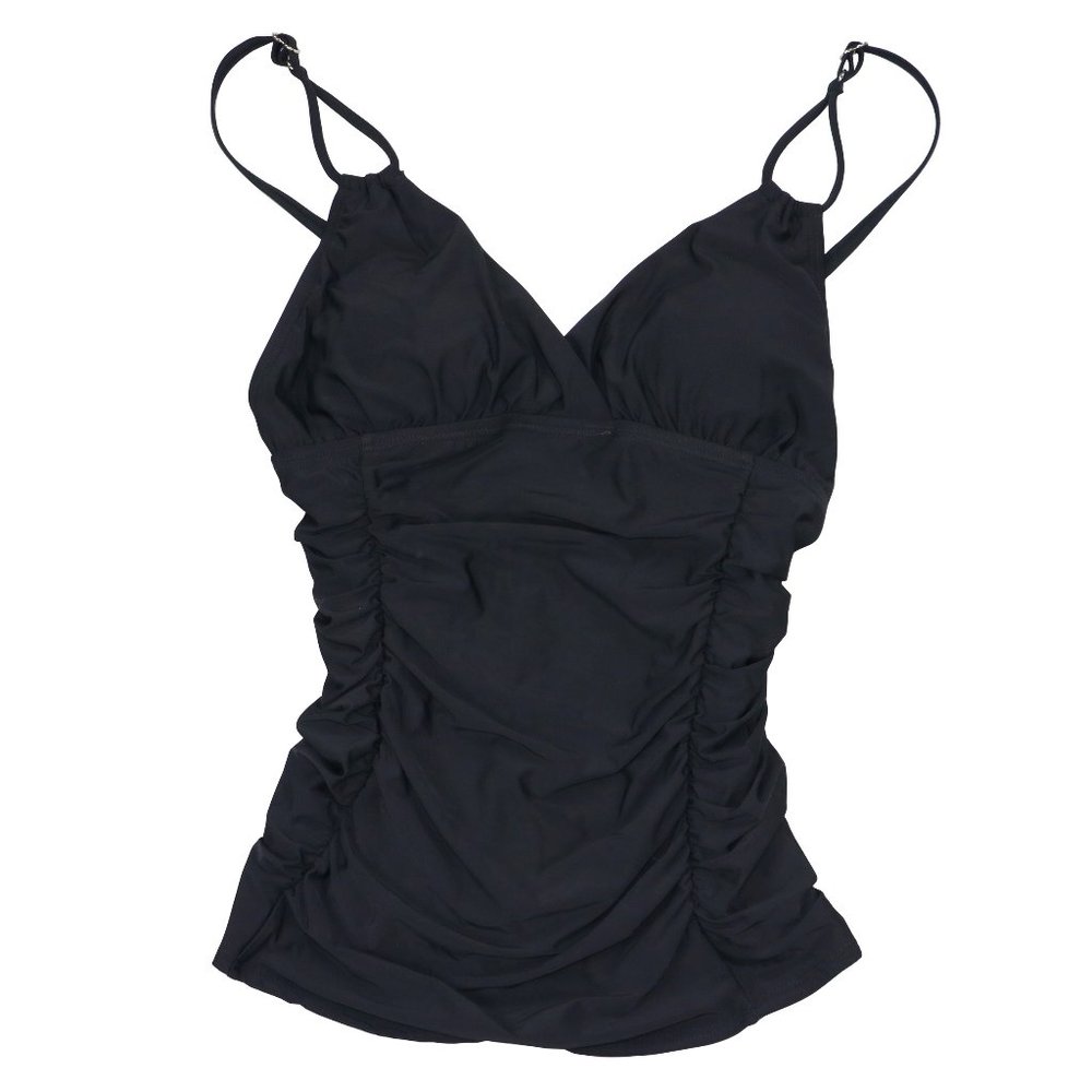Calvin Klein Ruched Liquid Touch Tankini Top Black
